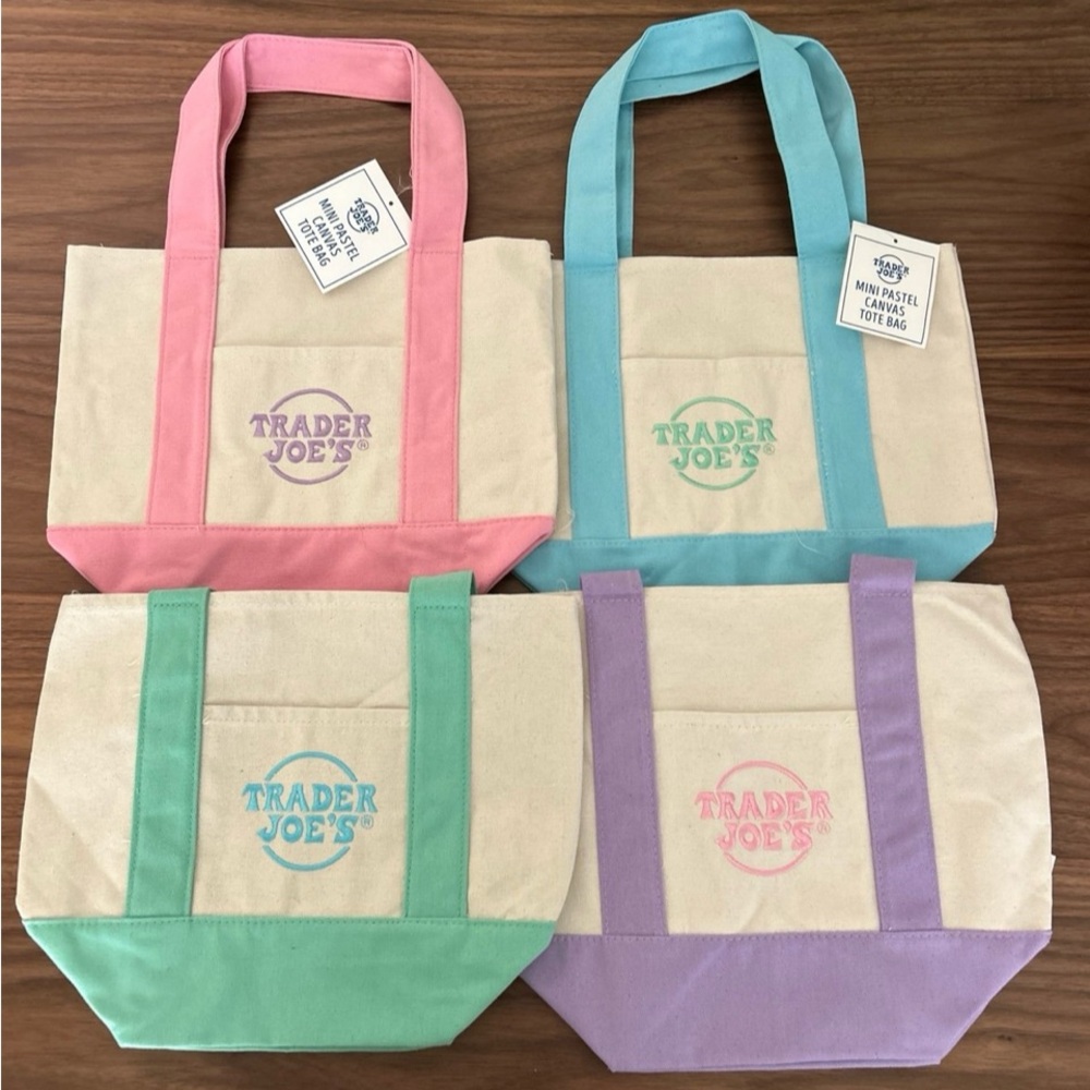 Trader Joe’s mini canvas tote-Pastels